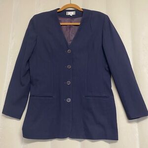 Vintage Henri Bendel Women’s Blazer Jacket Size 6 Collarless 100% Wool Designer